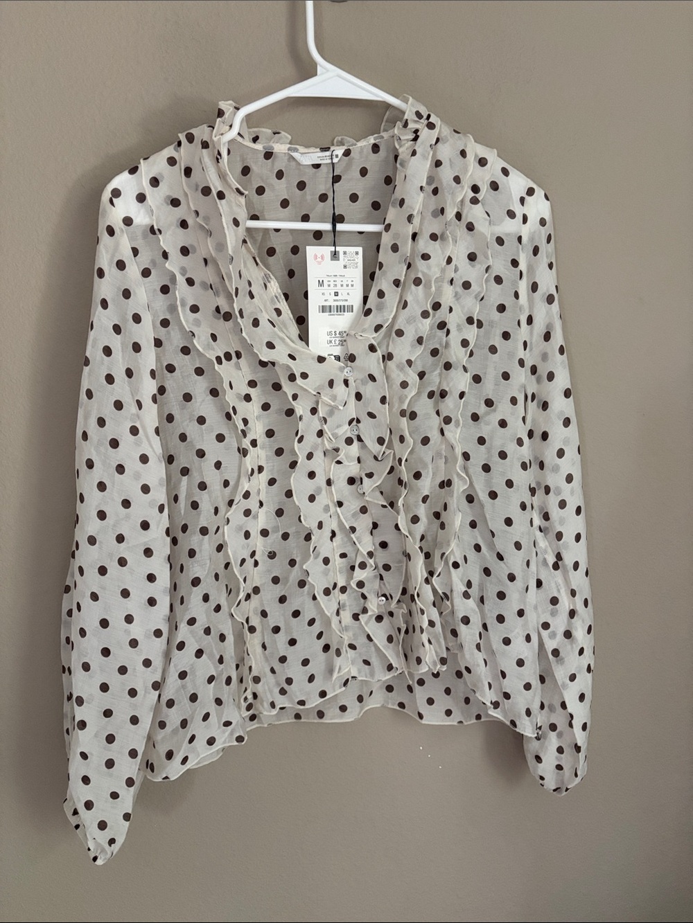 Zara ruffled polka dotted blouse 3666/076